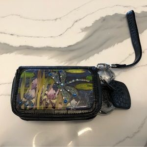 Debbie Brooks New York Wristlet Dragonfly New Black 6" x 4" x 2.5"